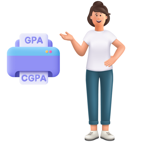 Woman converting GPA to CGPA through printer